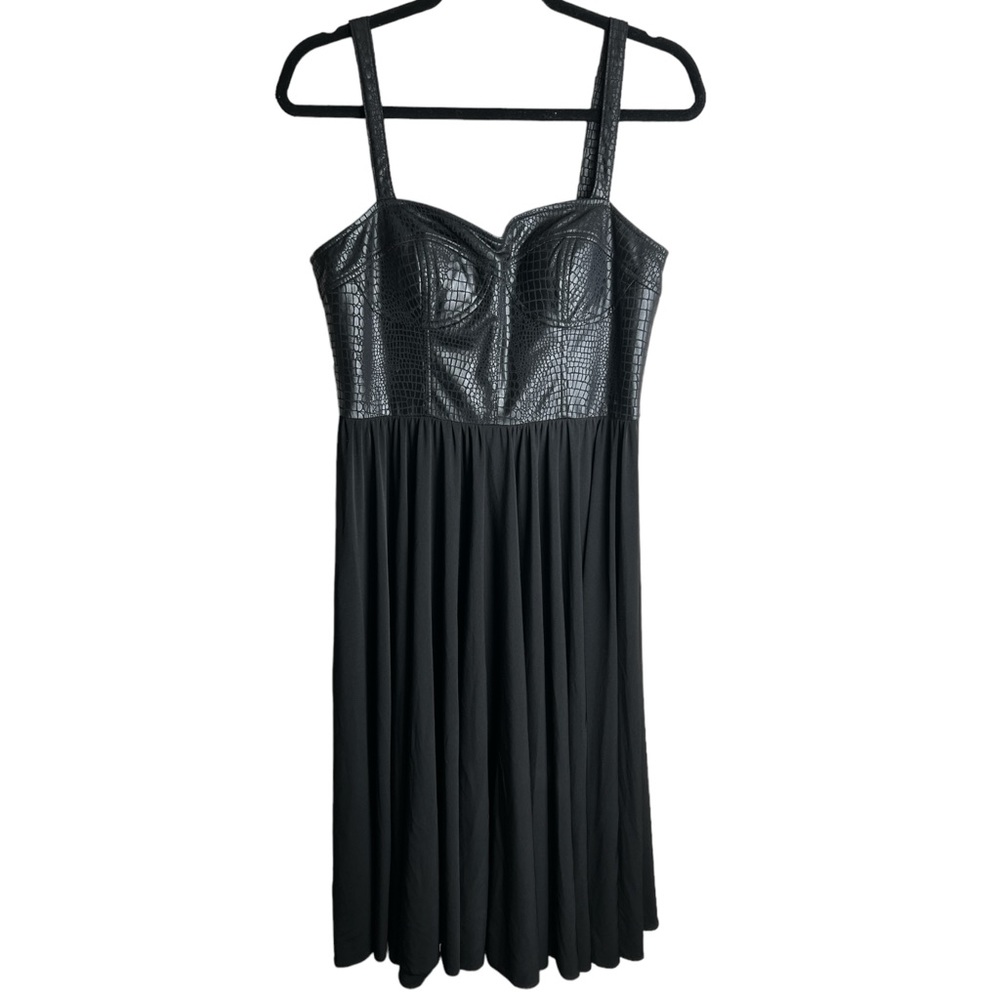 MUSE Women’s Black‎ Snake Skin Fit Flare Dress Sweetheart Straps Midi Size 12 - Picture 7 of 7